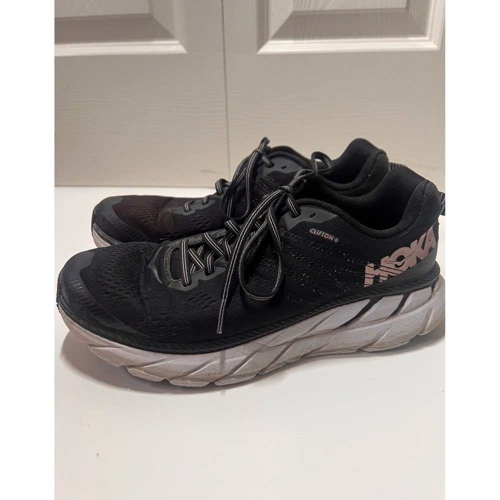 Hoka One One Clifton 6 Black Rose Gold Running Shoes Womens 8 1102873